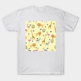 Cute African Animal Vector Pattern Seamless T-Shirt